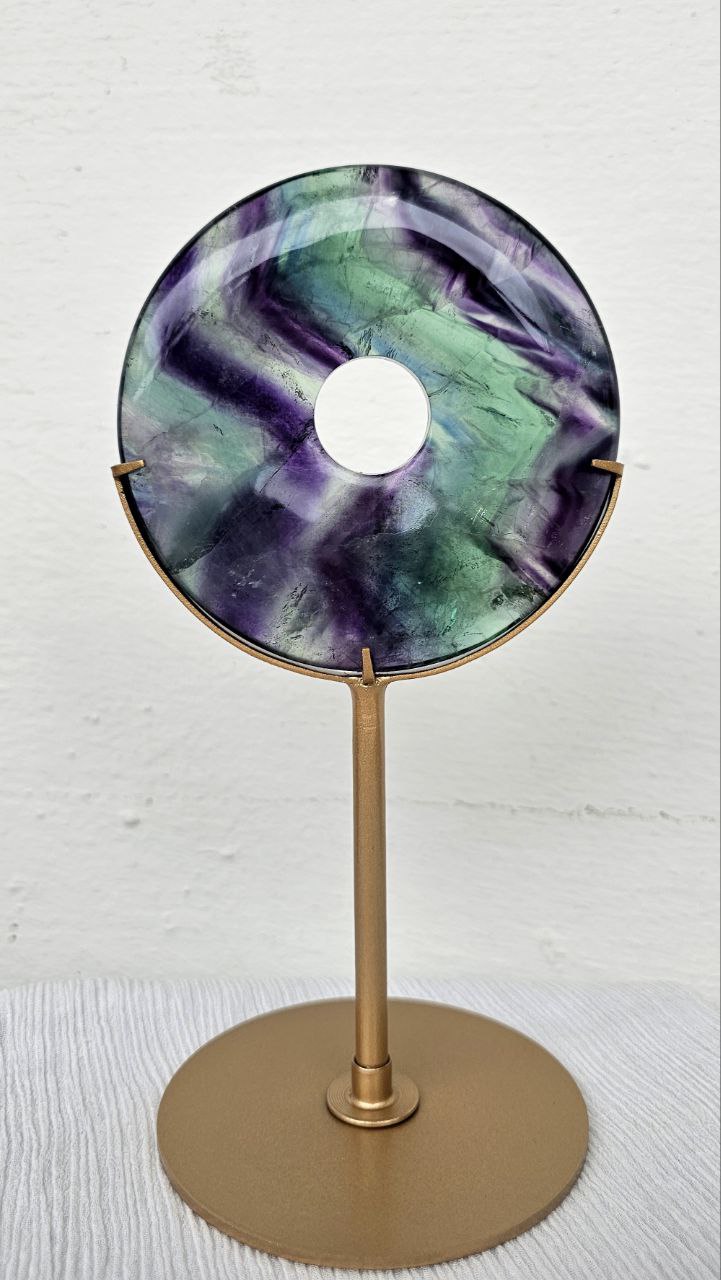 Rainbow Fluorite Donut on Stand