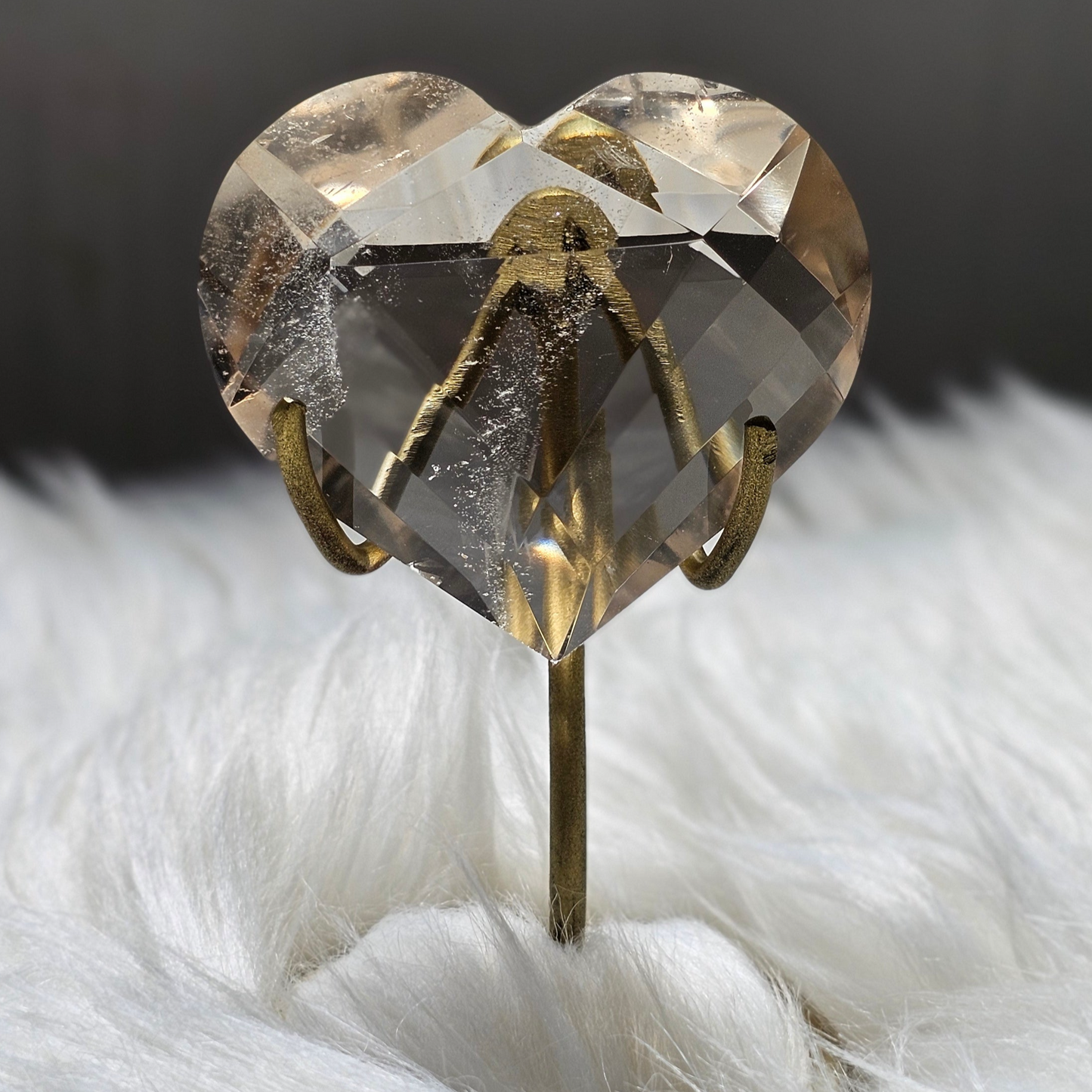 Faceted Smoky Quartz Heart