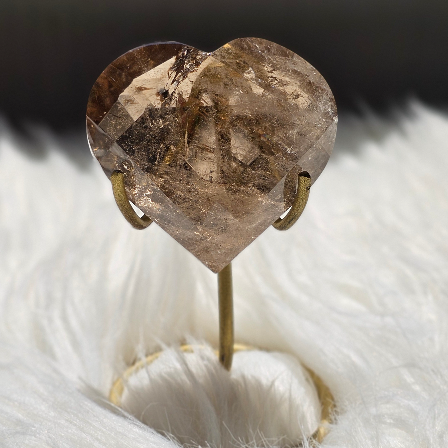 Faceted Smoky Quartz Heart