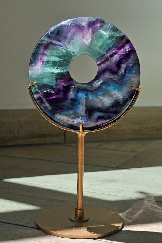 Rainbow Fluorite Donut on Stand