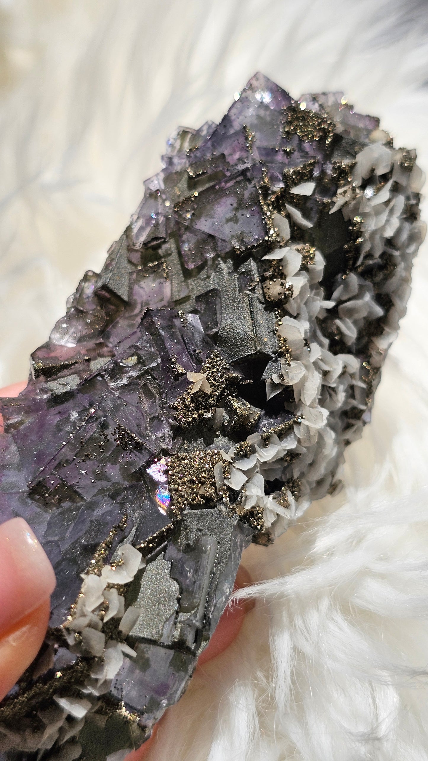 Collector's Yaogangxian Fluorite with Calcite & Pyrite