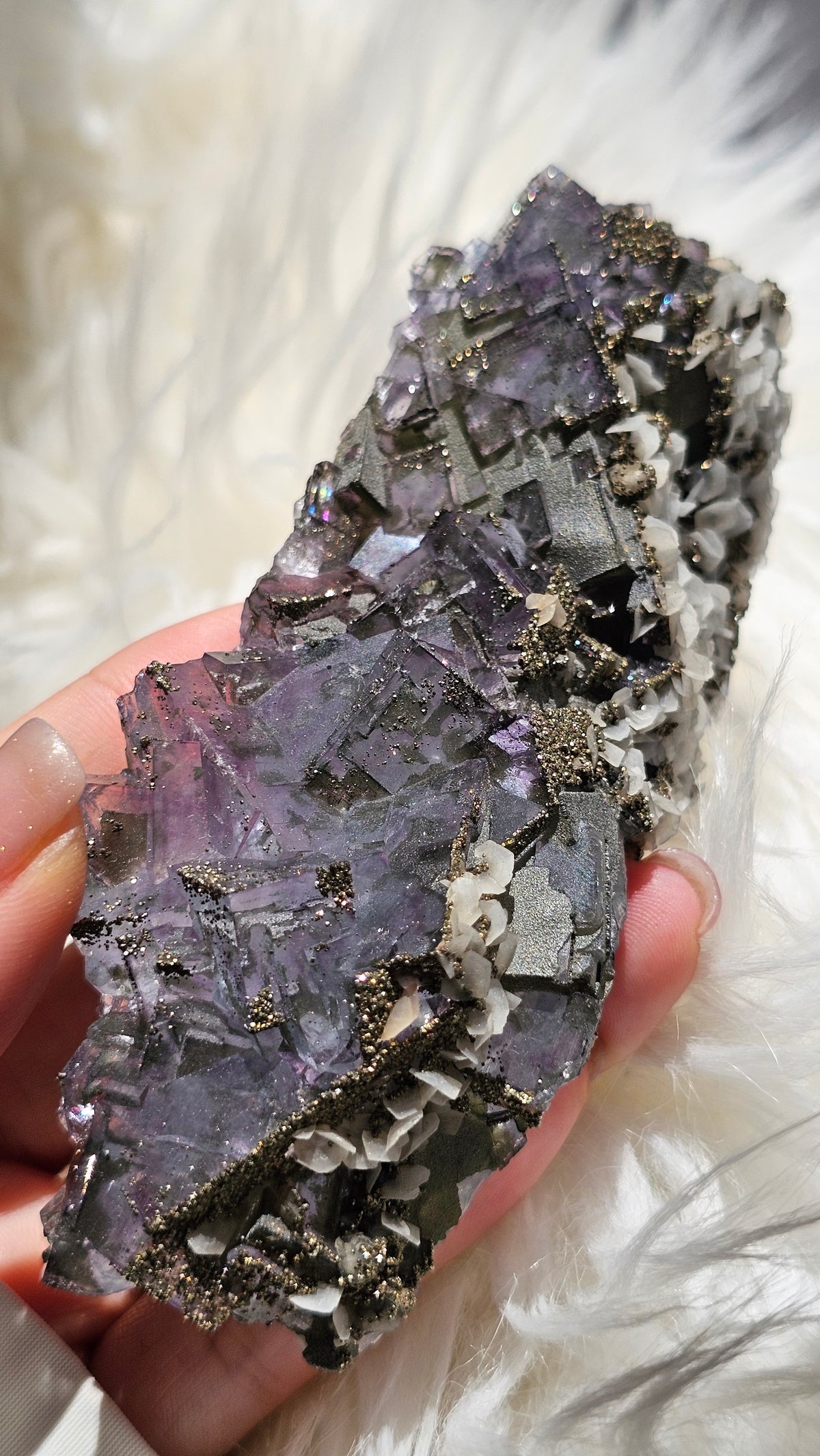 Collector's Yaogangxian Fluorite with Calcite & Pyrite