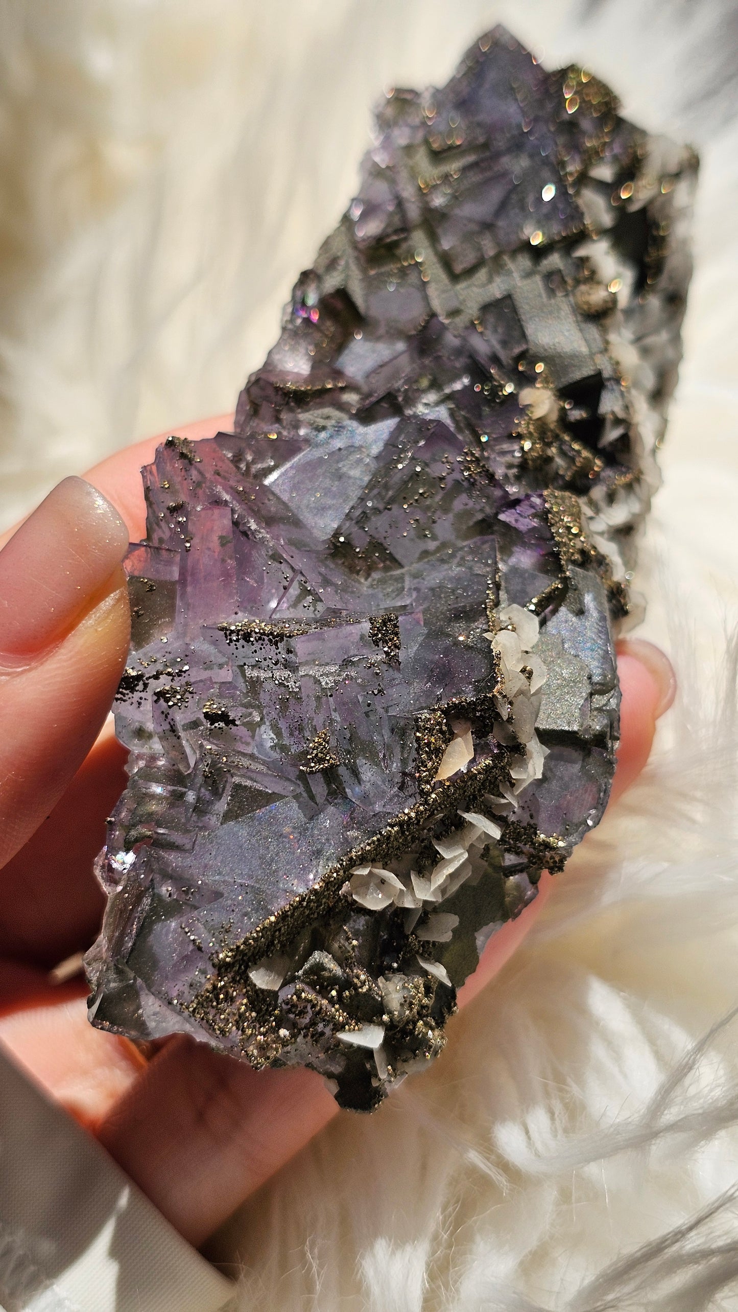 Collector's Yaogangxian Fluorite with Calcite & Pyrite