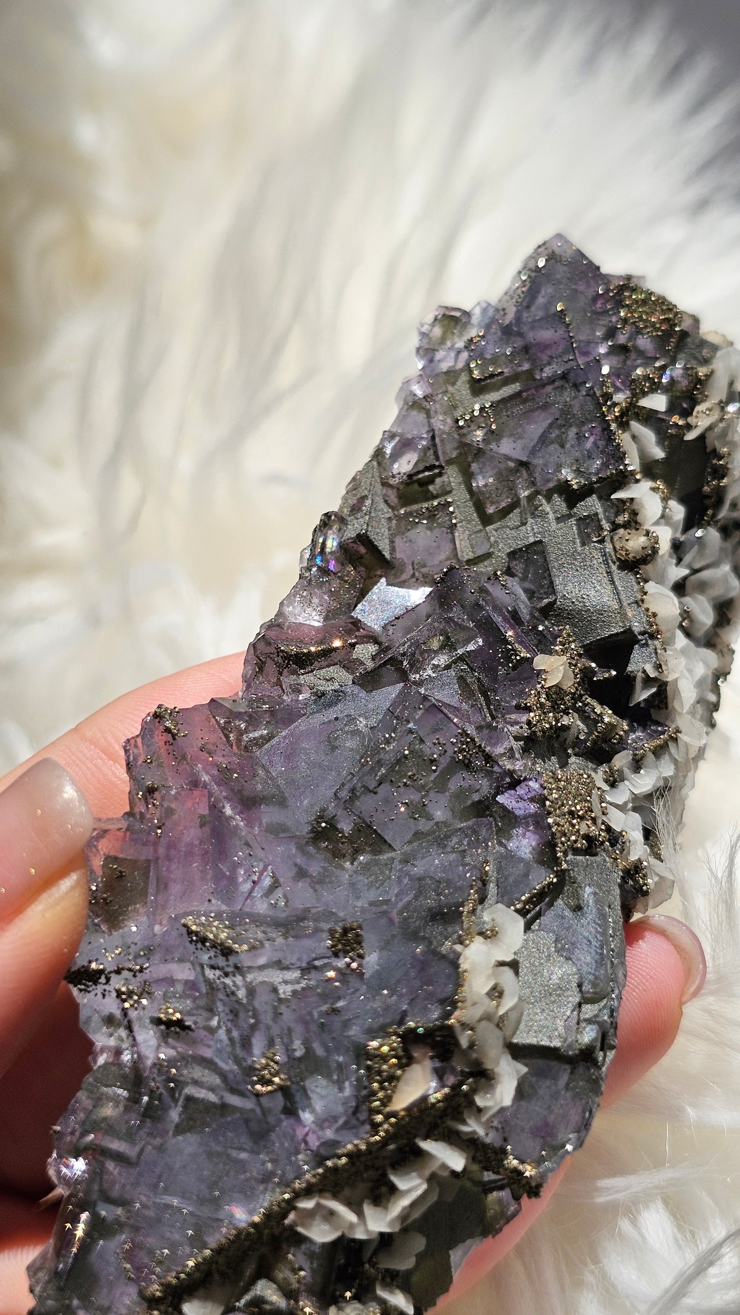 Collector's Yaogangxian Fluorite with Calcite & Pyrite