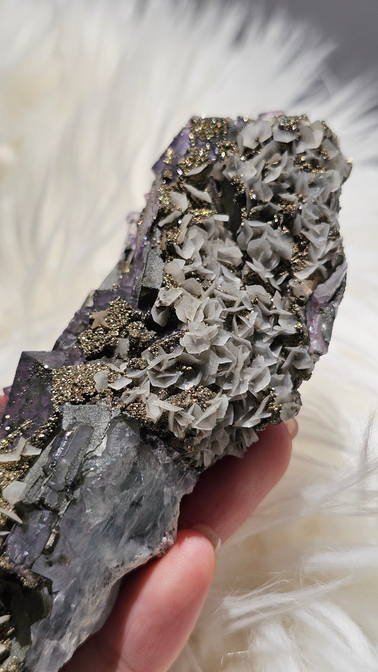 Collector's Yaogangxian Fluorite with Calcite & Pyrite