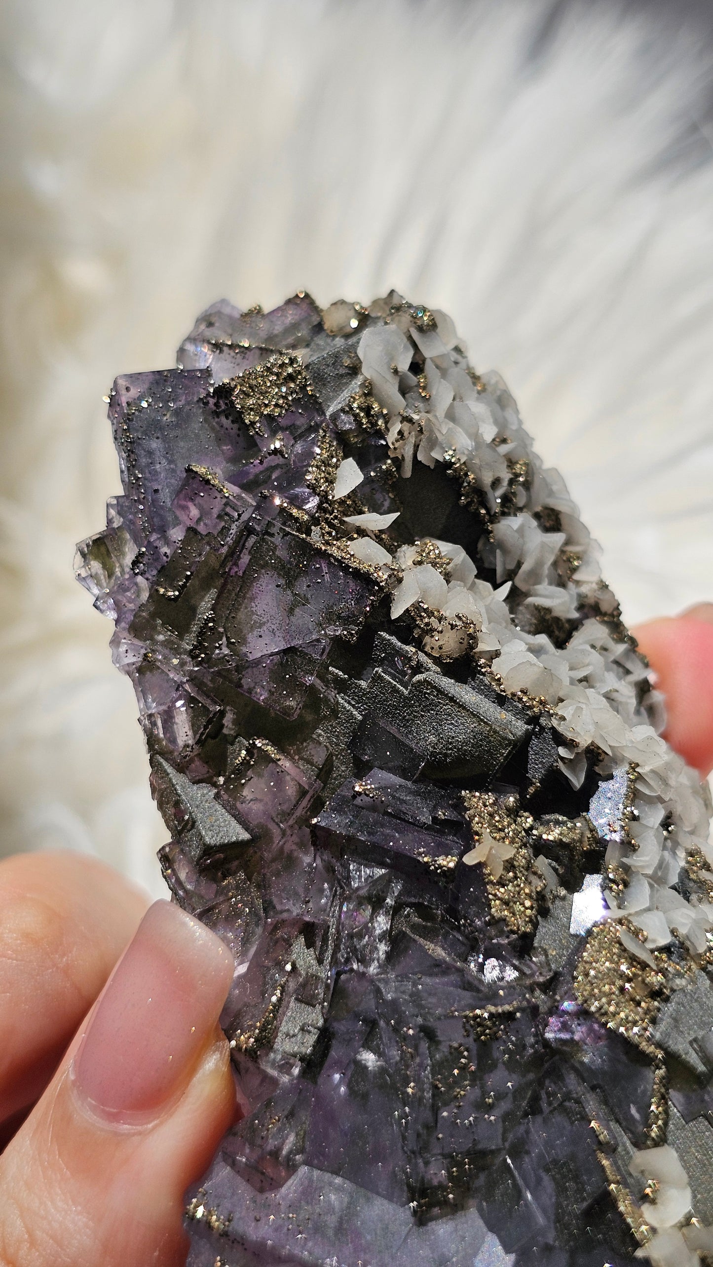 Collector's Yaogangxian Fluorite with Calcite & Pyrite
