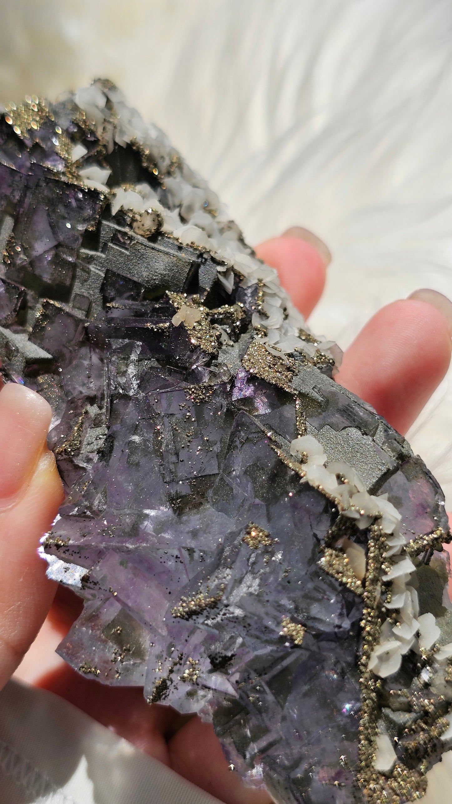 Collector's Yaogangxian Fluorite with Calcite & Pyrite