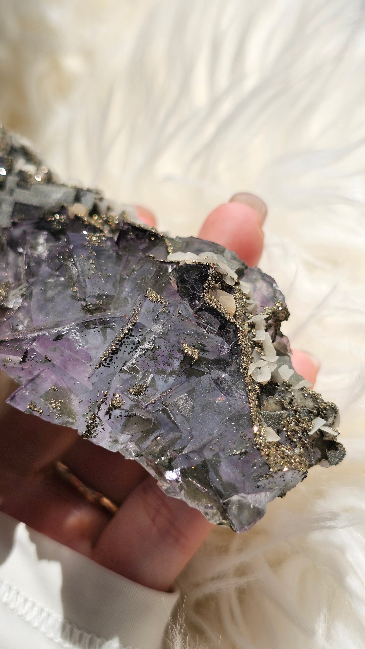 Collector's Yaogangxian Fluorite with Calcite & Pyrite