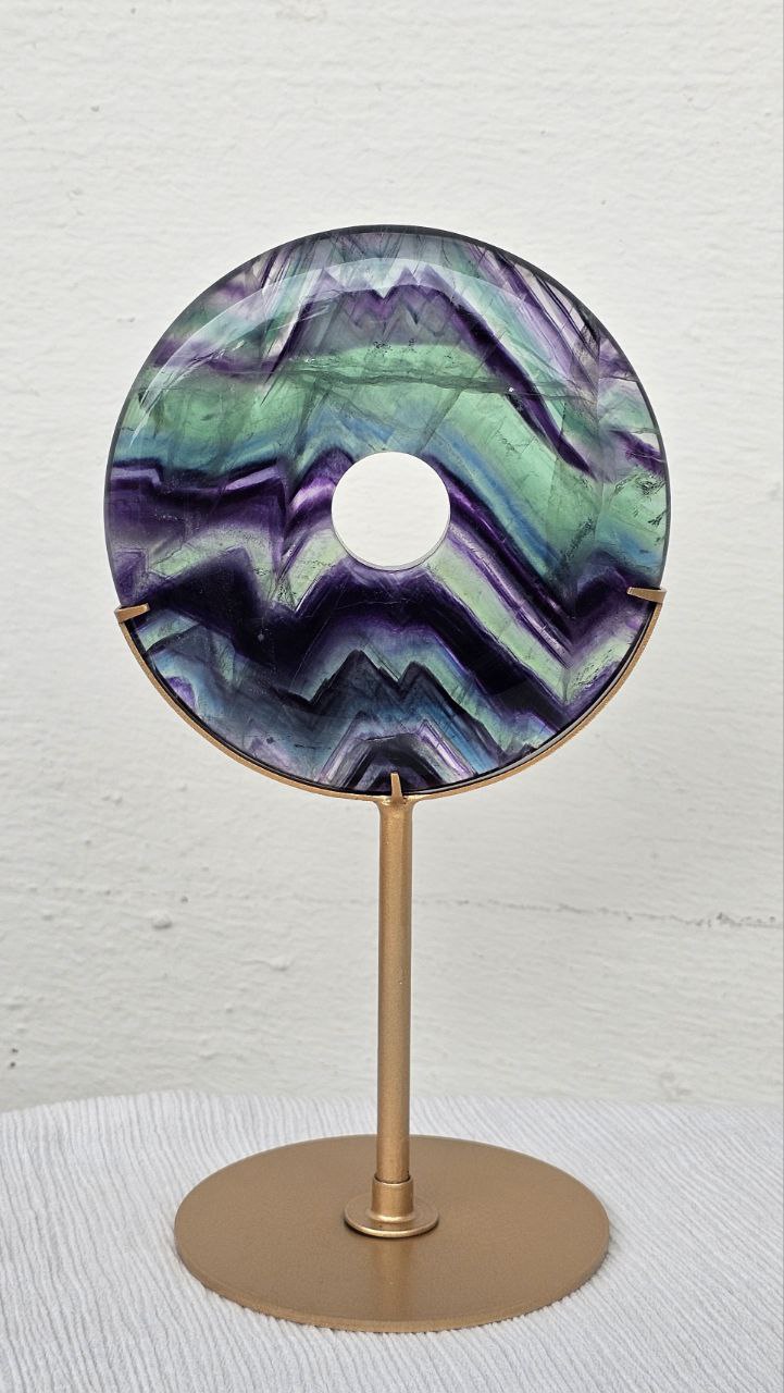 Rainbow Fluorite Donut on Stand