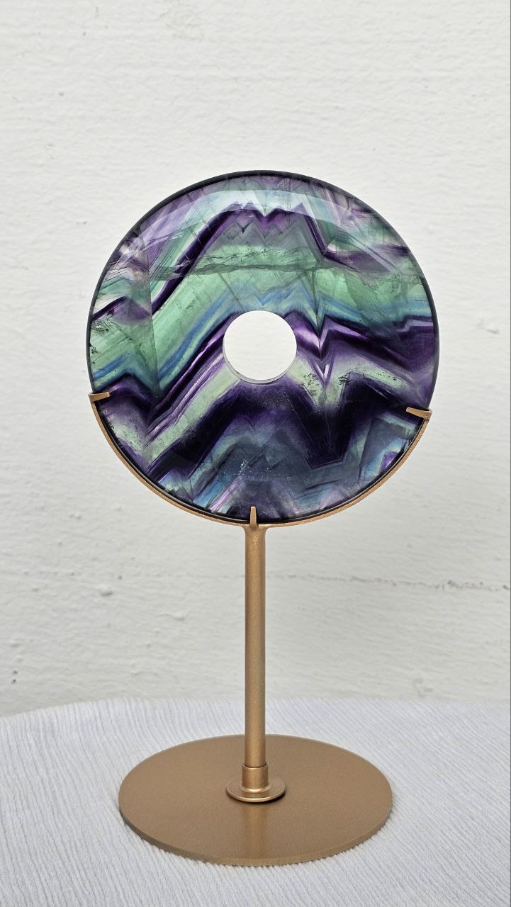 Rainbow Fluorite Donut on Stand