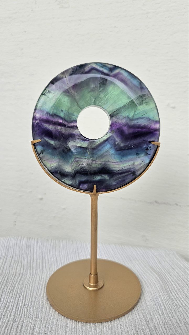 Rainbow Fluorite Donut on Stand