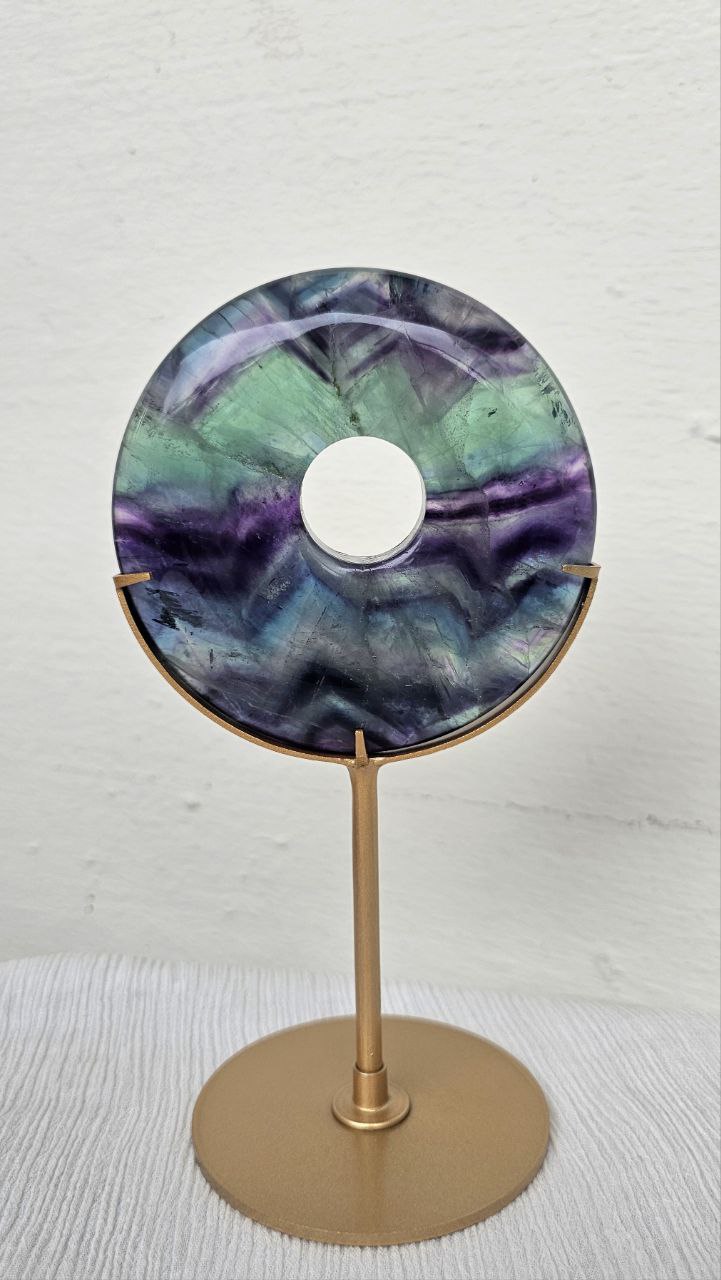Rainbow Fluorite Donut on Stand